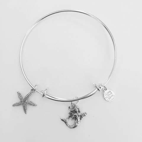 Mermaid Starfish Bangle Bracelet - SamandNan