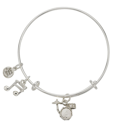 Drum Set Music Note Charm Bangle Bracelet - SamandNan