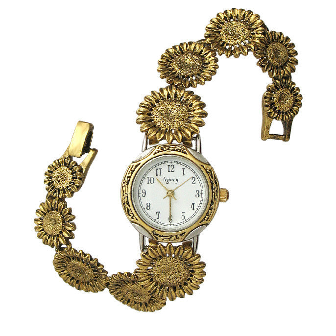 Gold Sunflower Bracelet Clasp Watch - SamandNan