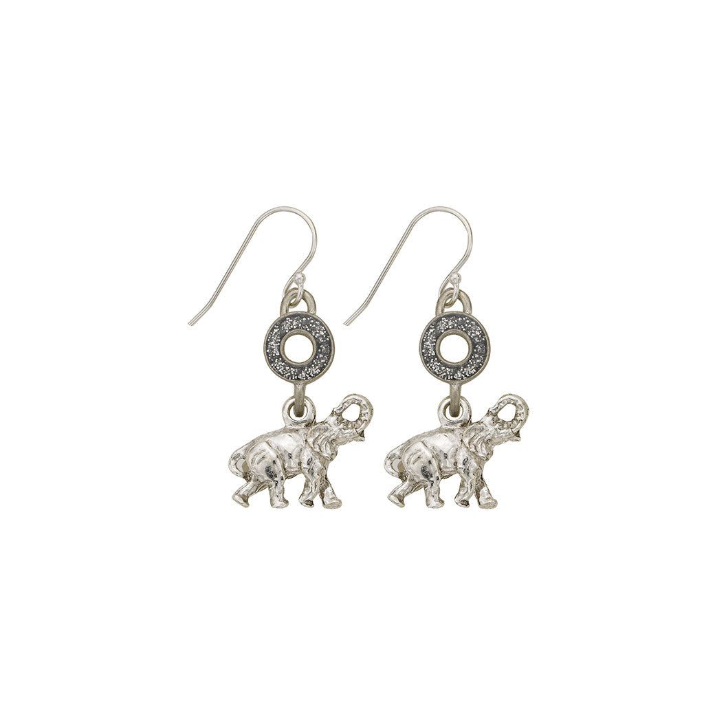 Black Open Cup Elephant Earrings - SamandNan