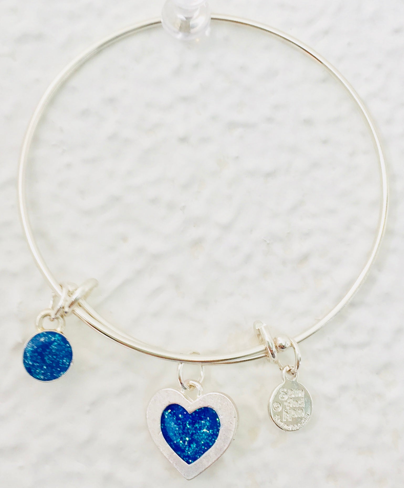 Valentine Blue Heart Bangle Bracelet