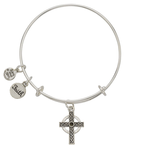 Celtic Cross Faith Charm Bangle Bracelet - SamandNan