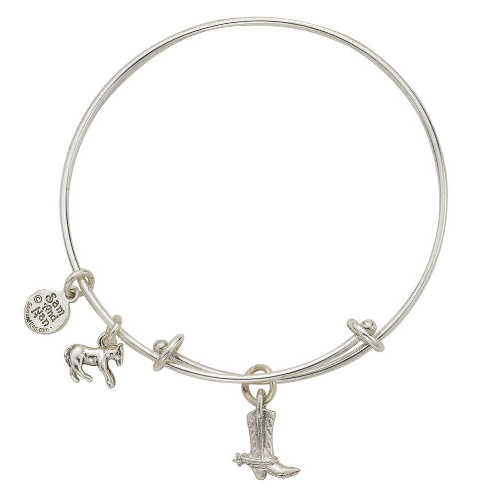 Cowboy Boot Charm Bangle Bracelet SamandNan Expandable