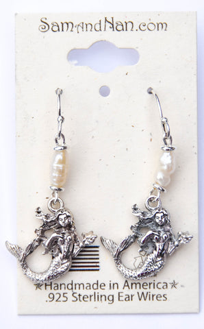 Mermaid Pearl Charm Earrings - SamandNan