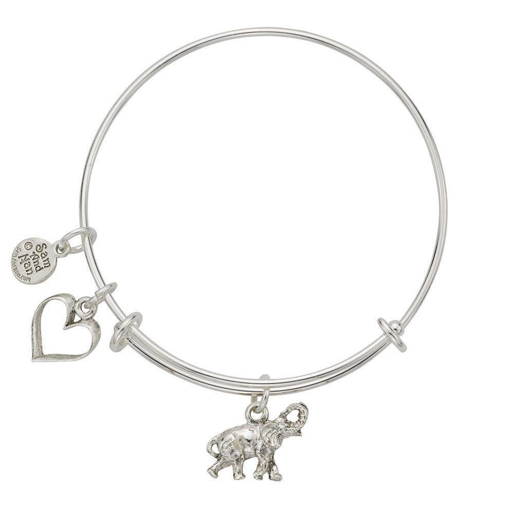 Elephant Heart Bangle Bracelet - SamandNan