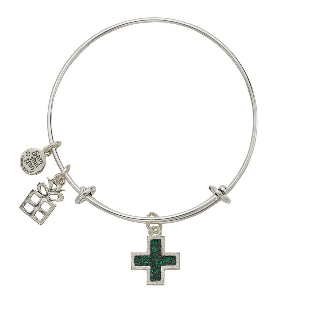 Present Cross Charm Bangle Bracelet - SamandNan