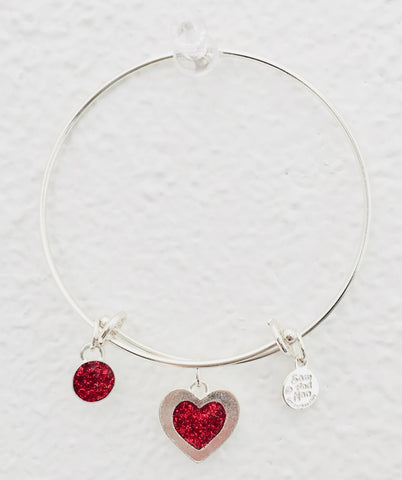 Valentine Red Heart Bangle Bracelet