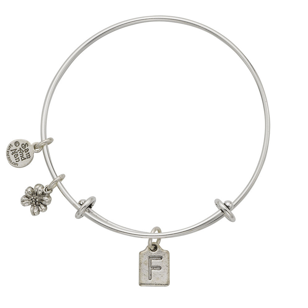 Letter F Charm Bangle Bracelet - SamandNan