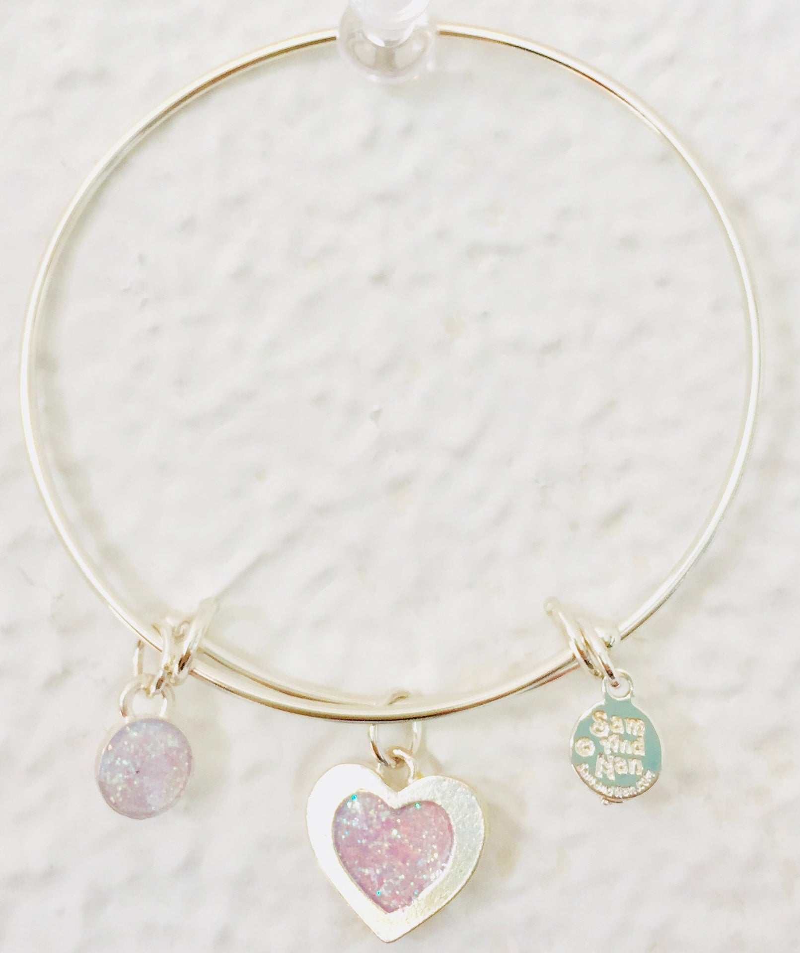 Valentine Light Pink Heart Bangle Bracelet