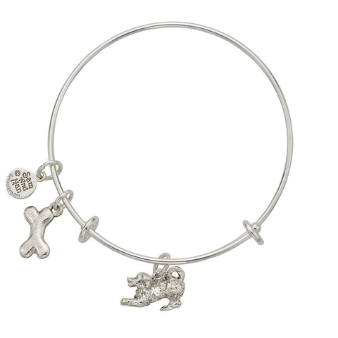 Puppy Dog Bone Charm Bangle Bracelet - SamandNan