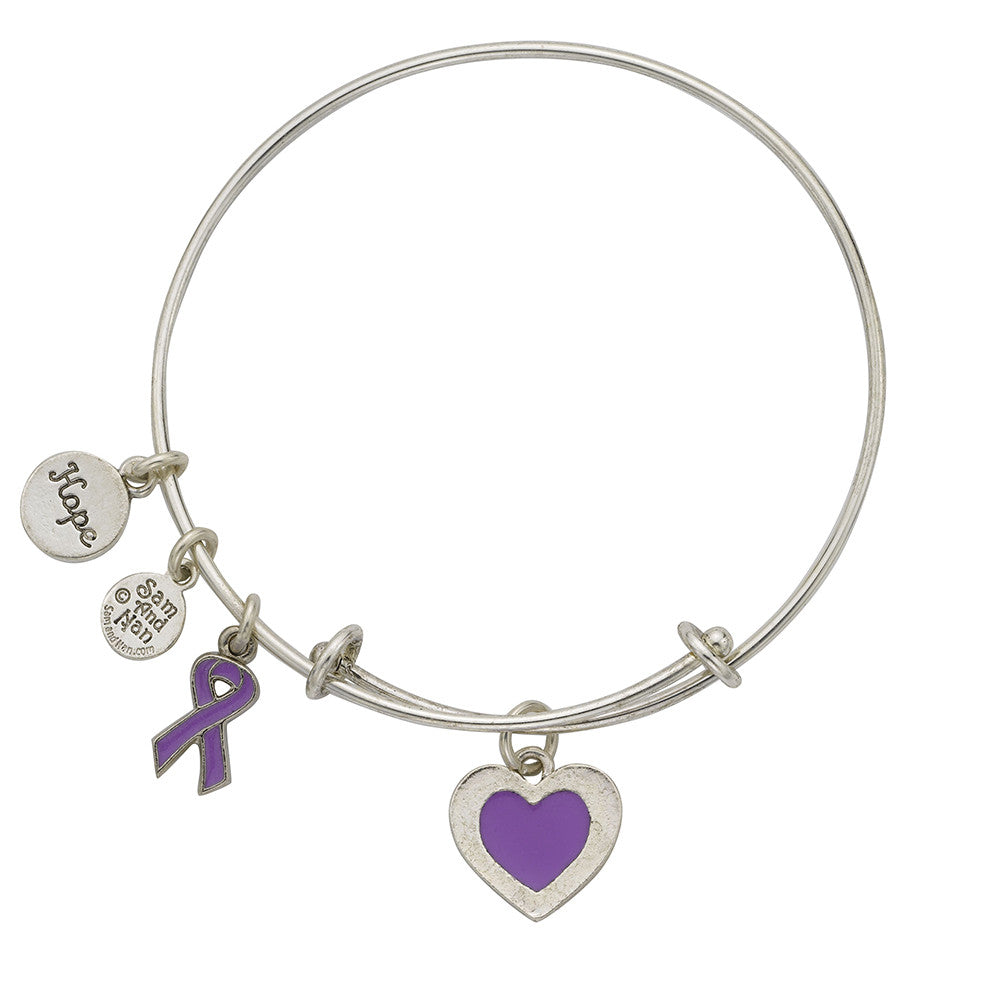 Pancreatic Cancer Bangle Bracelet Purple - SamandNan