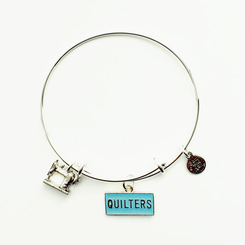 Quilters Sewing Machine Silver Bangle Bracelet