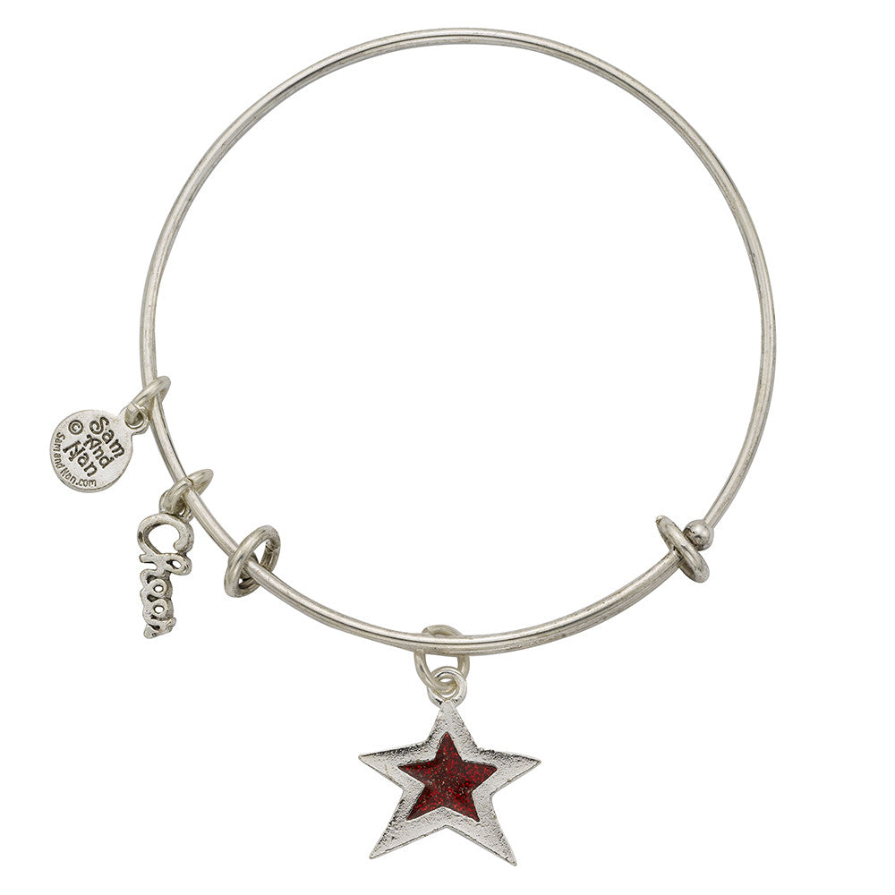 Red Star Charm Bangle Bracelet - SamandNan - 1