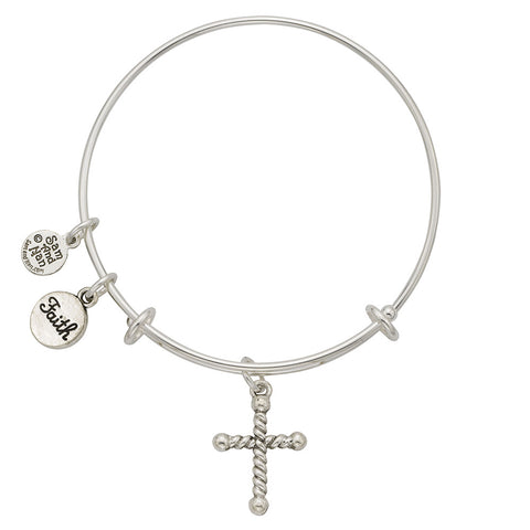 Rope Cross, Faith Charm Bangle Bracelet - SamandNan