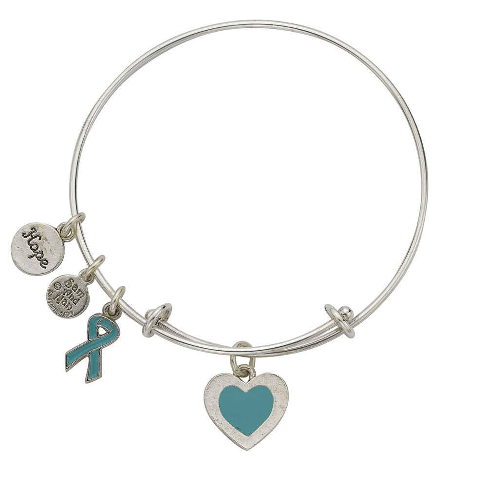 Ovarian Cancer Bangle Bracelet Teal - SamandNan