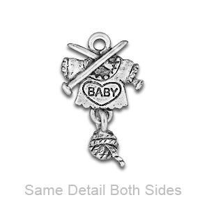Baby with Knitting Linked .925 Serling Silver Plated Charms - SamandNan