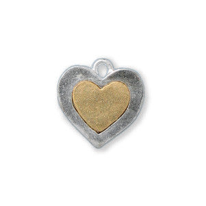 Silver and Gold Heart Two Tone Sterling Finished - SamandNan
