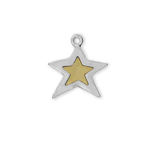 Silver and Gold Star Two Tone Sterling Finished - SamandNan