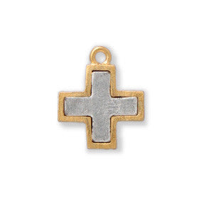 Gold and Silver Cross Two Tone Sterling Finished - SamandNan