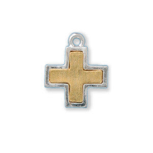Silver and Gold Cross Two Tone Sterling Finished - SamandNan
