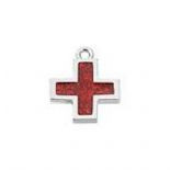 Red Epoxy Sterling Plated Cross Charm - SamandNan