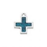 Turquoise Epoxy Sterling Plated Cross Charm - SamandNan