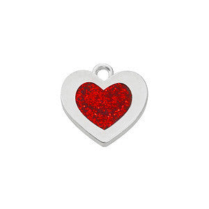 Red Epoxy Sterling Plated Heart Charm - SamandNan