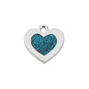 Turquoise Epoxy Sterling Plated Heart Charm - SamandNan