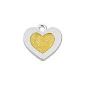 Yellow Epoxy Sterling Plated Heart Charm - SamandNan