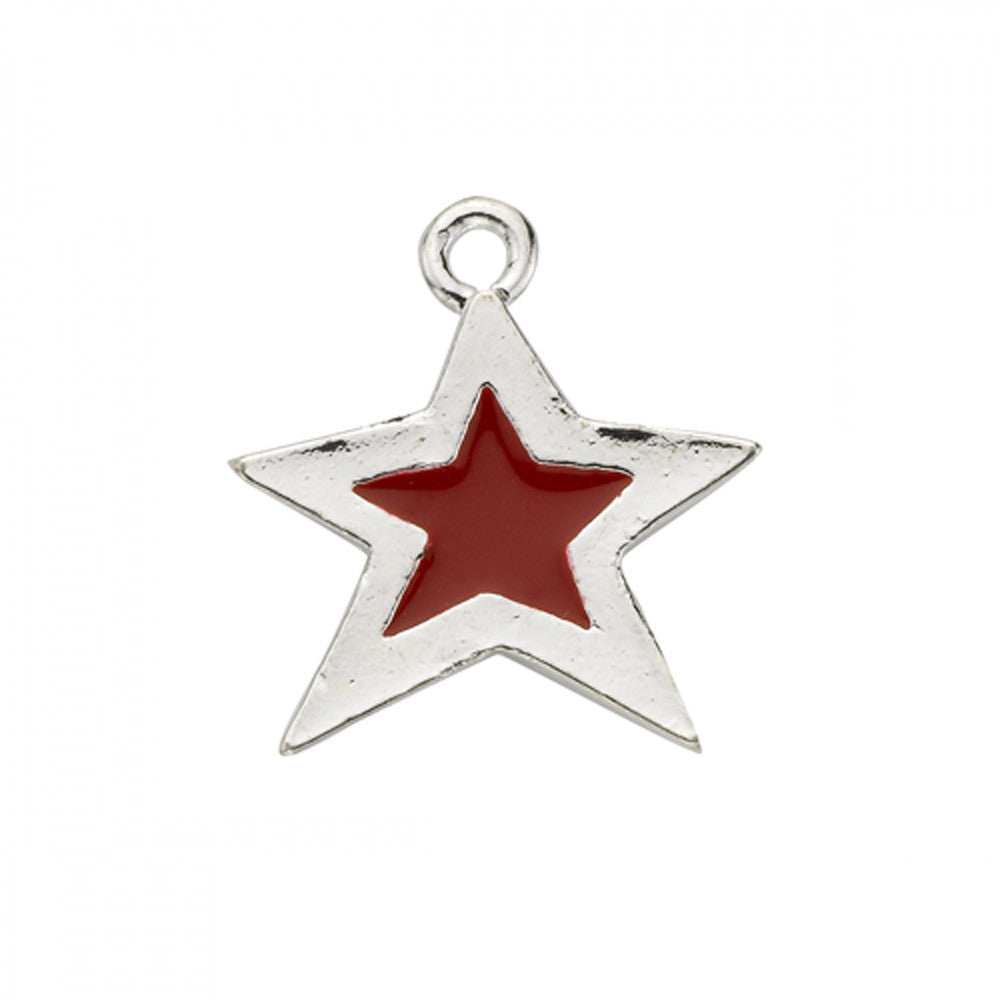 Red Epoxy Sterling Plated Star Charm - SamandNan
