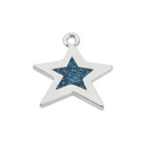 Turquoise Glitter Epoxy Sterling Plated Star Charm - SamandNan
