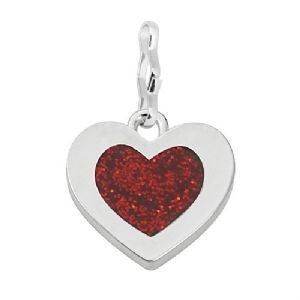 Red Glitter Heart Clip Charm - SamandNan
