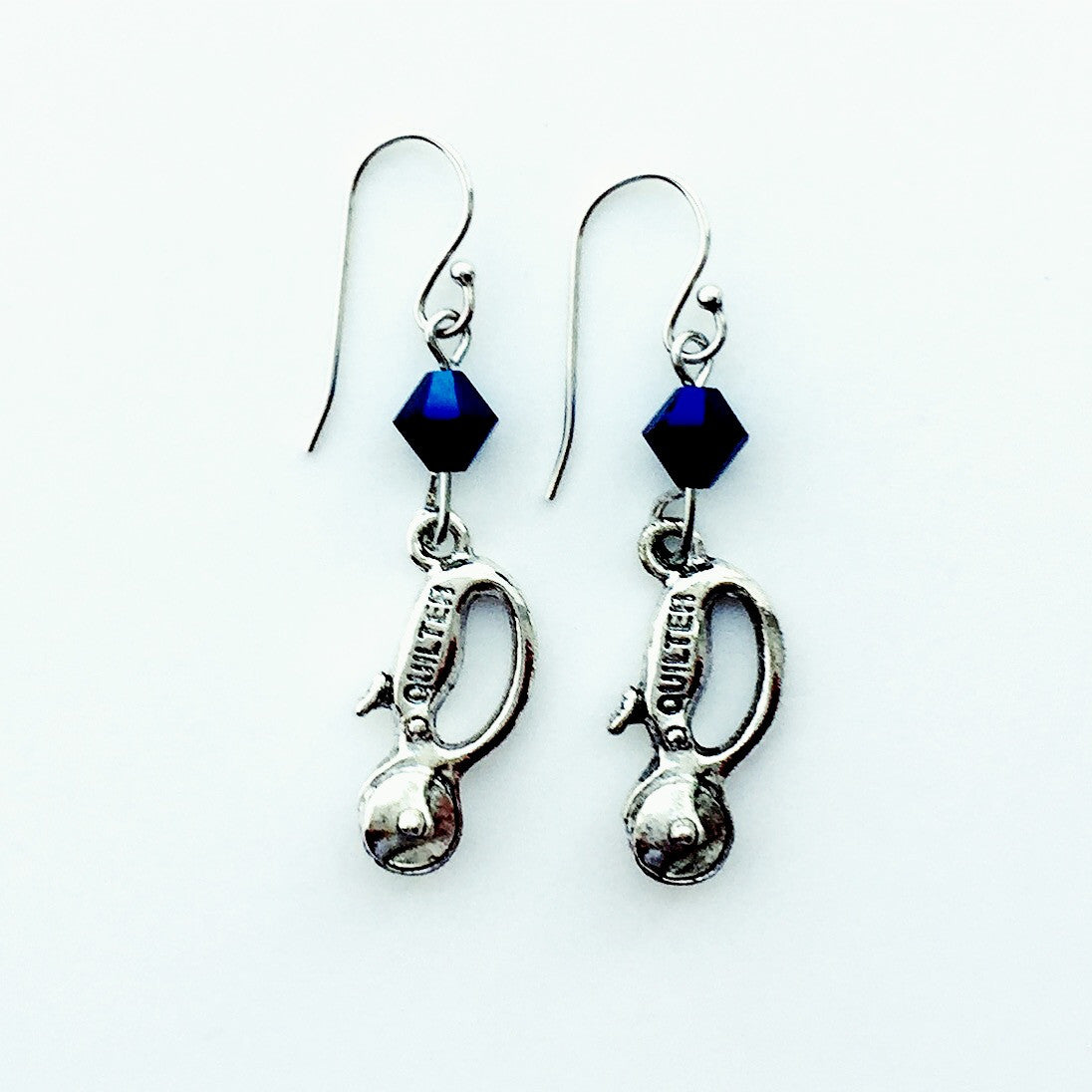 ____ Quilt Cutter Silver Earrings with Blue Swarovski Crystals.