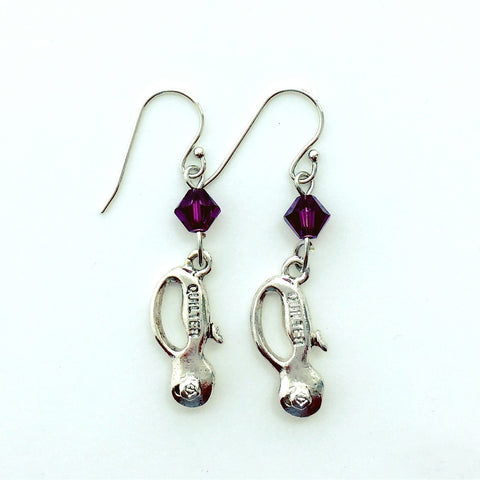 ____ Quilt Cutter Silver Earrings with Purple Swarovski Crystals.