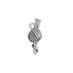 Ball of Yarn Charms with ring Sterling Silver finish USA Made - C283S - SamandNan